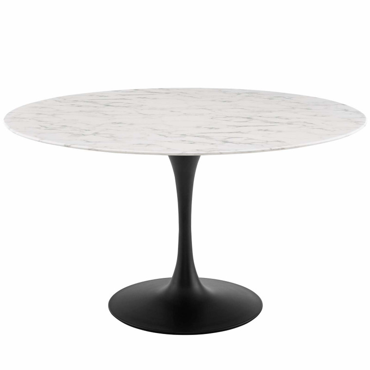 Lippa 54 Round Artificial Marble Dining Table EEI 3528 BLK WHI by Modway Furniture