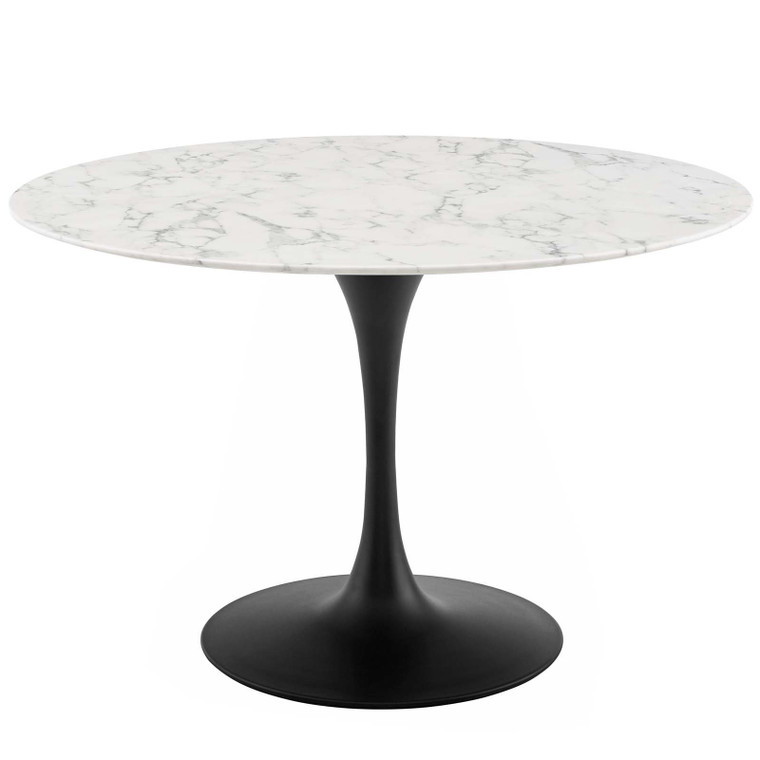 Lippa 47 Round Artificial Marble Dining Table EEI 3527 BLK WHI by Modway Furniture