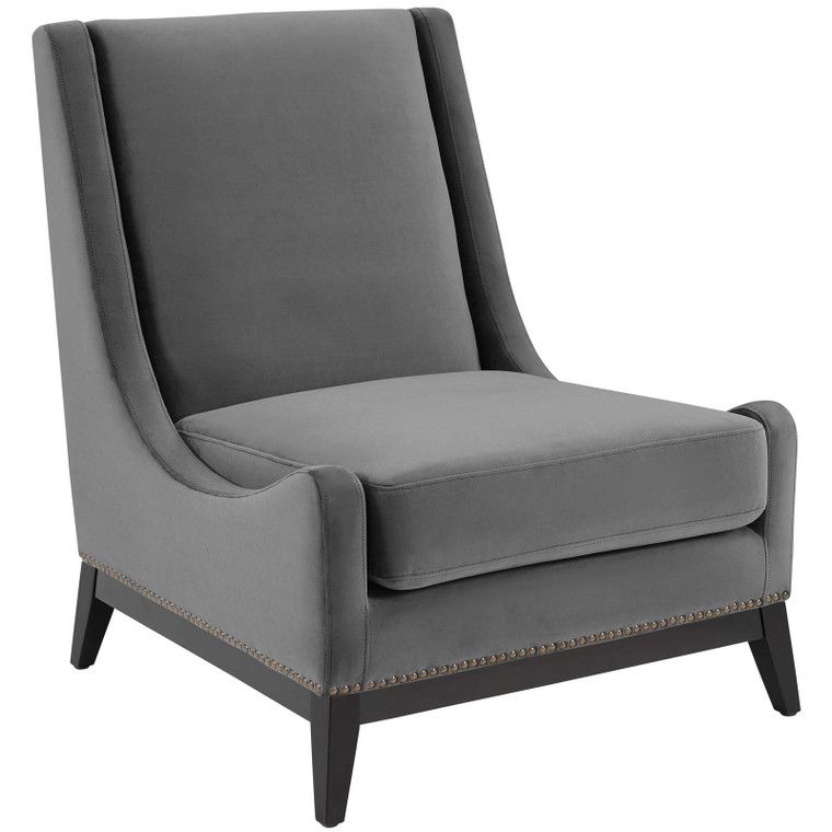 Confident Accent Upholstered Performance Velvet Lounge Chair EEI 3488 GRY by Modway Furniture