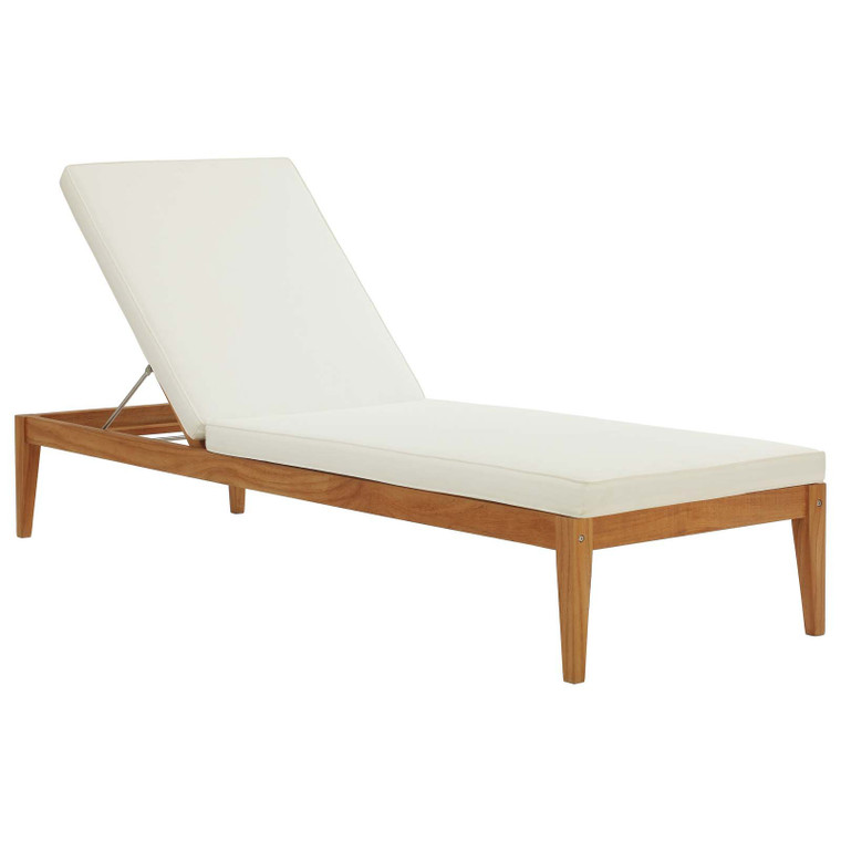 Northlake Outdoor Patio Premium Grade A Teak Wood Chaise Lounge EEI 3429 NAT WHI by Modway Furniture