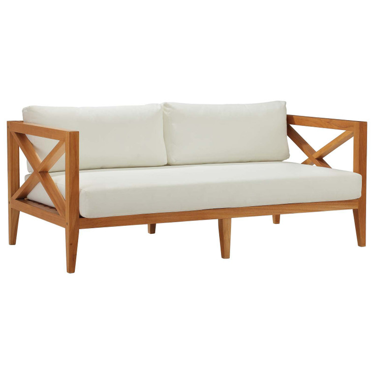Northlake Outdoor Patio Premium Grade A Teak Wood Sofa EEI 3427 NAT WHI by Modway Furniture