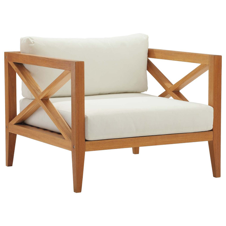 Northlake Outdoor Patio Premium Grade A Teak Wood Armchair EEI 3425 NAT WHI by Modway Furniture