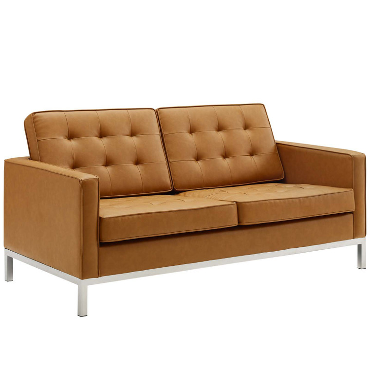 Loft Tufted Upholstered Faux Leather Loveseat EEI 3388 SLV TAN by Modway Furniture