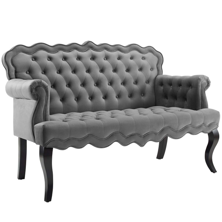 Viola Chesterfield Button Tufted Loveseat Performance Velvet Settee EEI 3373 GRY by Modway Furniture
