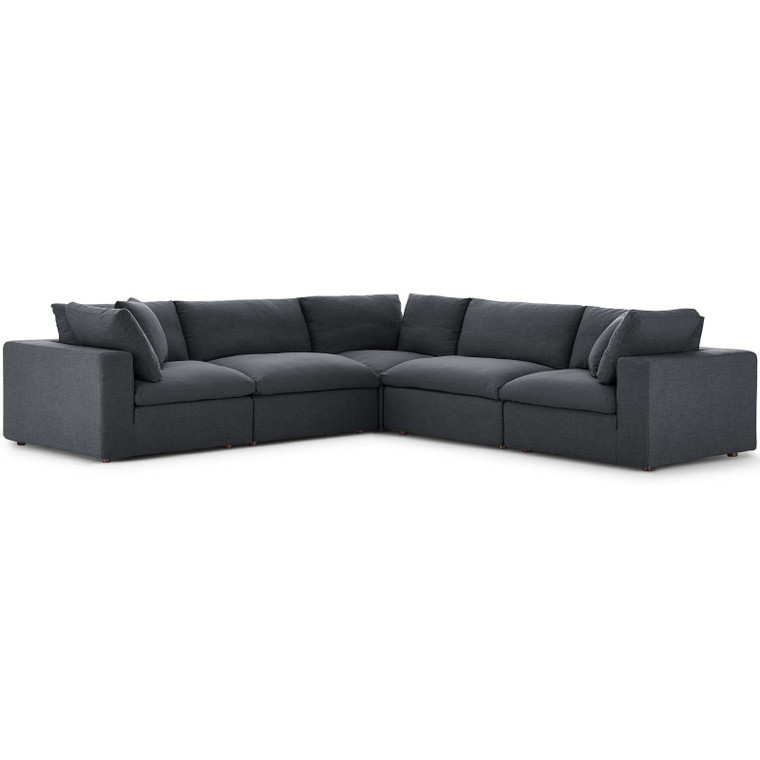 Commix Down Filled Overstuffed 5 Piece Sectional Sofa Set EEI 3359 GRY by Modway Furniture