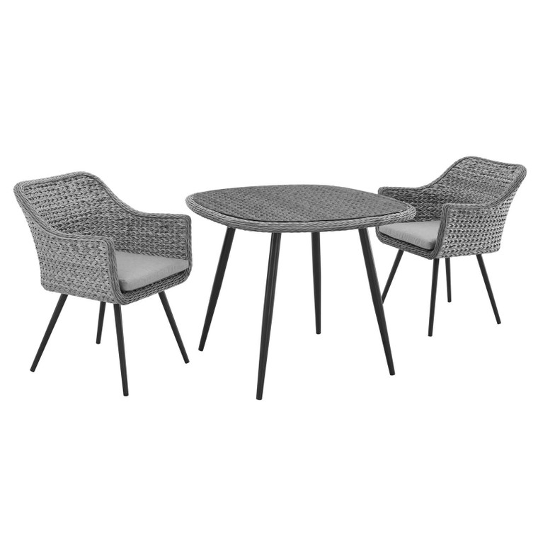 Endeavor 3 Piece Outdoor Patio Wicker Rattan Dining Set EEI 3182 GRY GRY SET by Modway Furniture