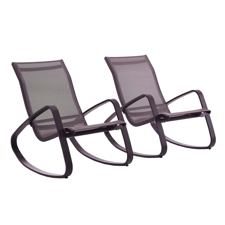Traveler Rocking Lounge Chair Outdoor Patio Mesh Sling Set Of 2 EEI 3180 BLK BLK SET by Modway Furniture