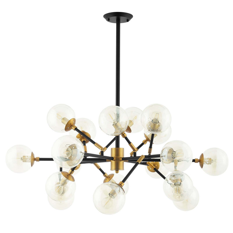 Sparkle Amber Glass And Antique Brass 18 Light Mid Century Pendant Chandelier EEI 2890 by Modway Furniture