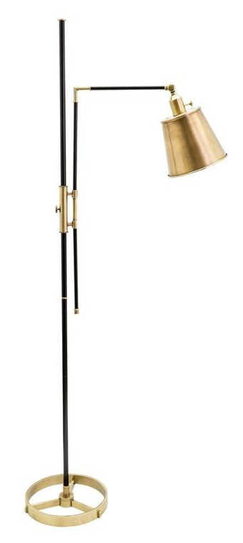 65" Morgan Adjustable Floor Lamp In Black With Antique Brass