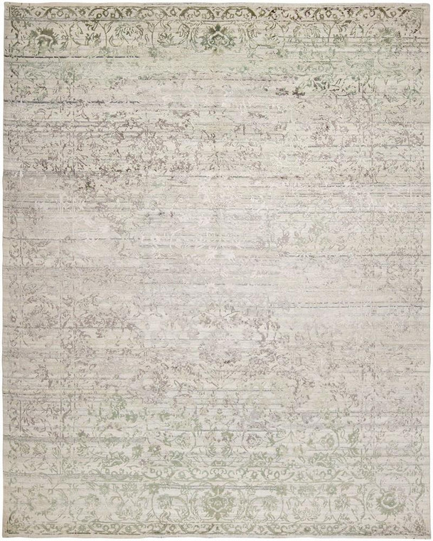 Harounian Celest Cl-11 Ivory - Green 8' X 10' Hand Knotted Wool & Viscose Rug 10729