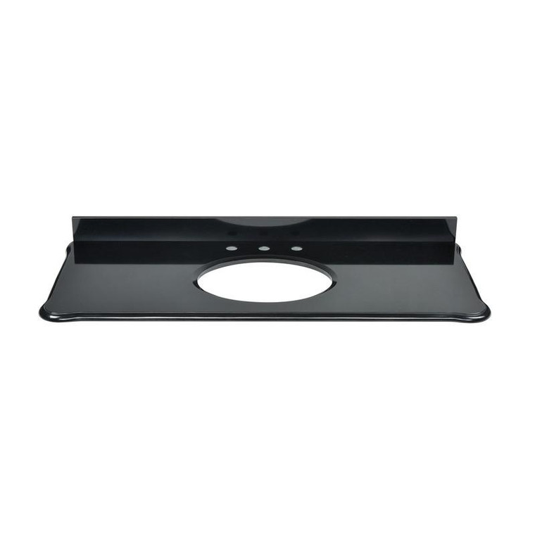 Custom-Cut Malago Undermount Vanity Top In Black Granite. Includes Backsplash S-Malago-48Bk