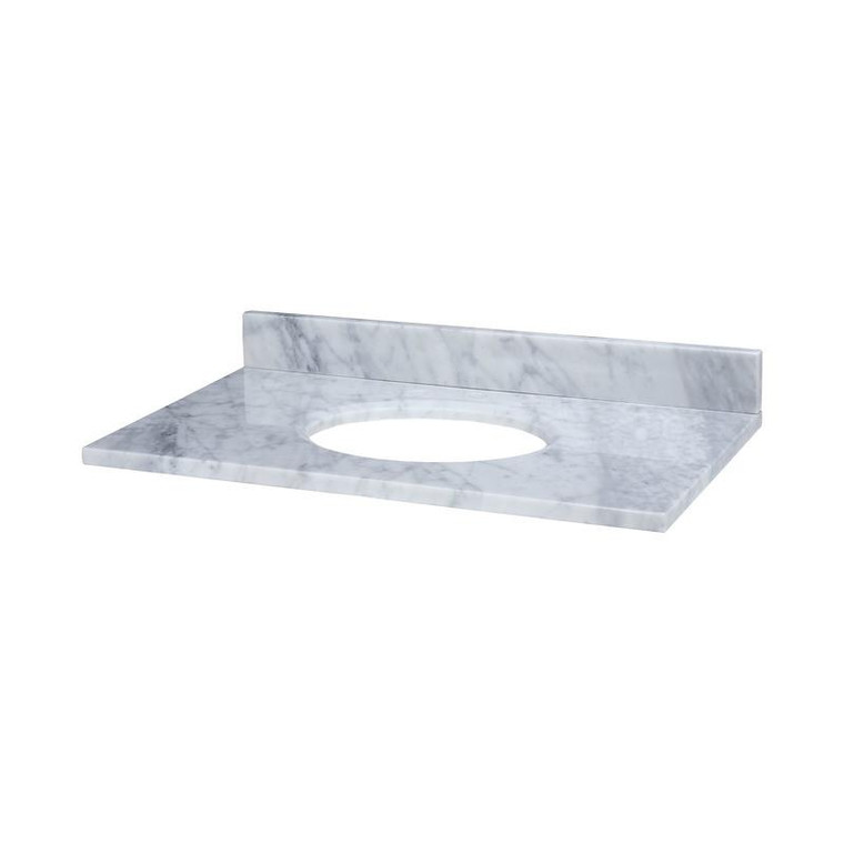 Stone Top - 37-Inch For Oval Undermount Sink - White Carrara Marble Maut370Wt