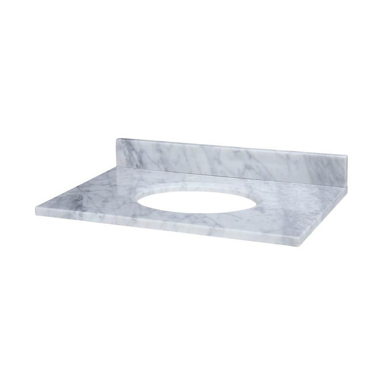 Stone Top - 25-Inch For Oval Undermount Sink - White Carrara Marble Maut250Wt