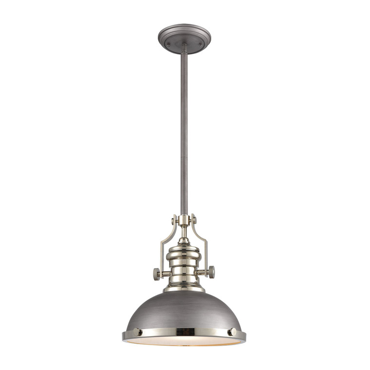 Chadwick 1-Light Pendant In Weathered Zinc With Metal And Frosted Glass 67235-1