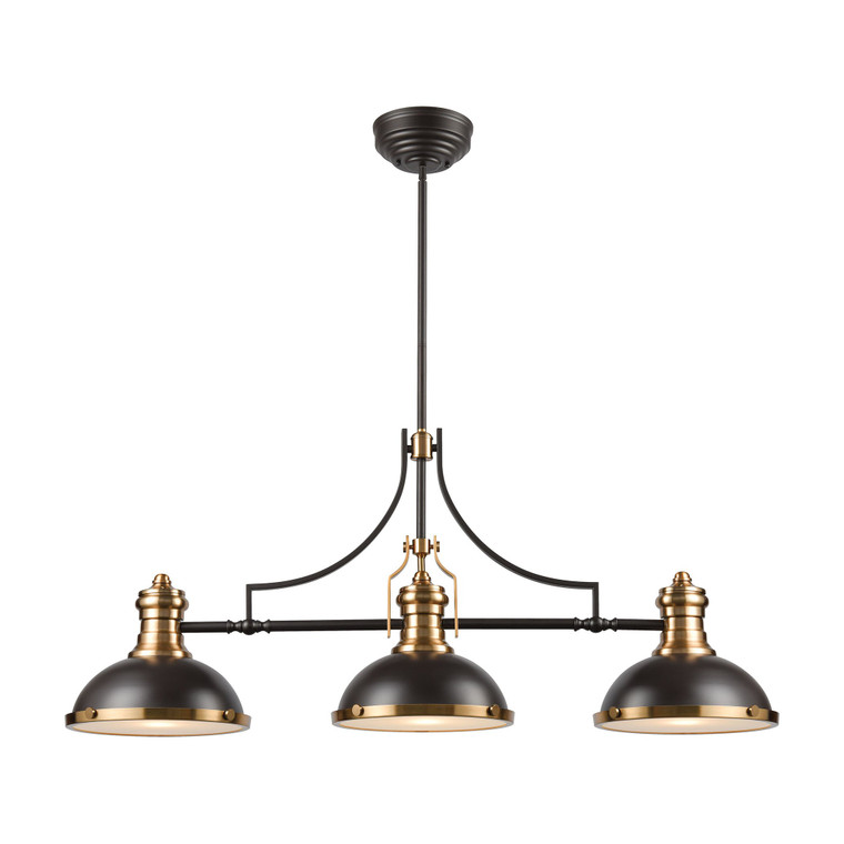 Chadwick 3-Light Island Light In Oil Rubbed Bronze With Metal And Frosted Glass 67217-3