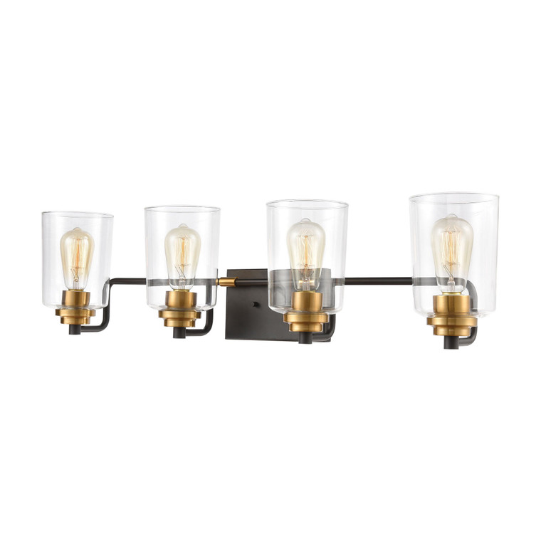 Robins 4-Light Vanity Light In Matte Black With Clear Glass 46613/4