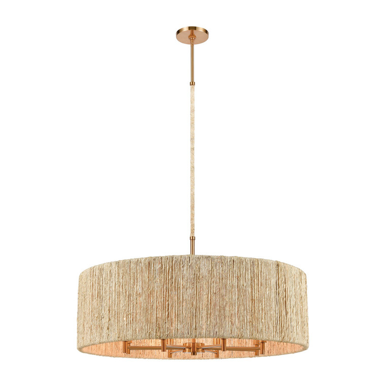 Abaca 8-Light Pendant In Satin Brass With Abaca Rope 32413/8