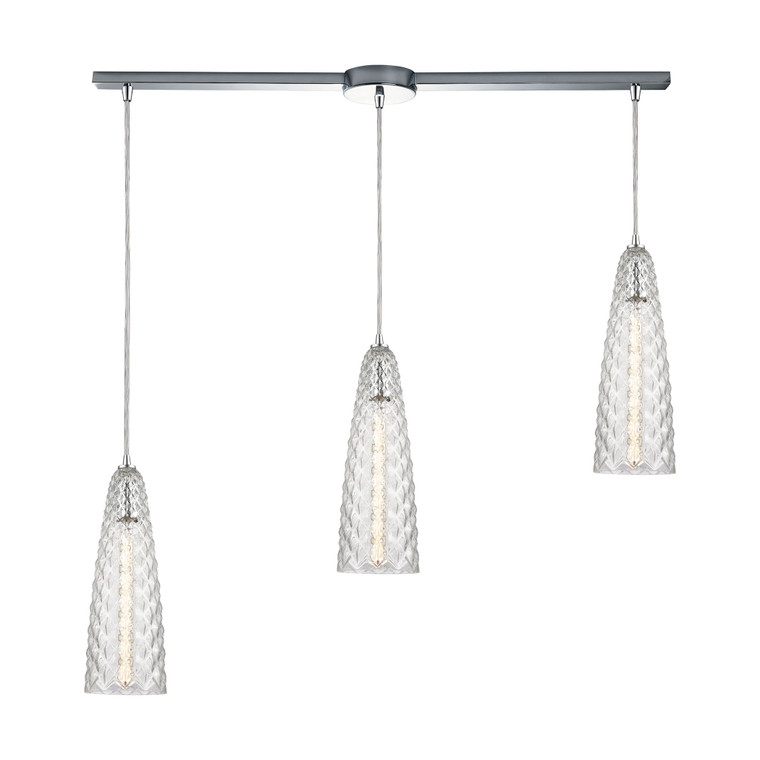 Glitzy 3-Light Pendant In Polished Chrome With Clear Glass 21167/3L