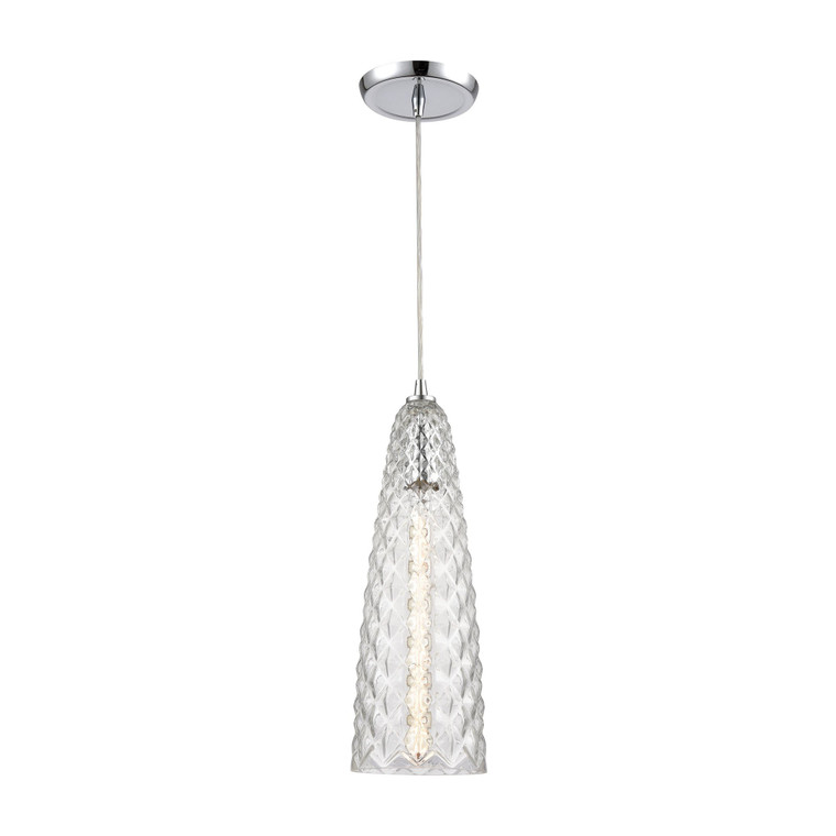 Glitzy 1-Light Mini Pendant In Polished Chrome With Clear Glass 21167/1