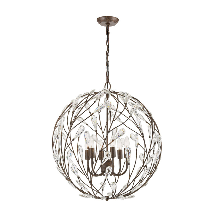 Crislett 6-Light Pendant In Sunglow Bronze With Clear Crystal 18258/6