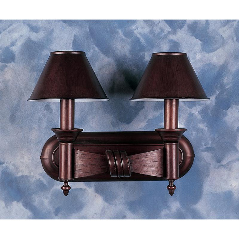 2-Light Sconce Wb With Shades 11040