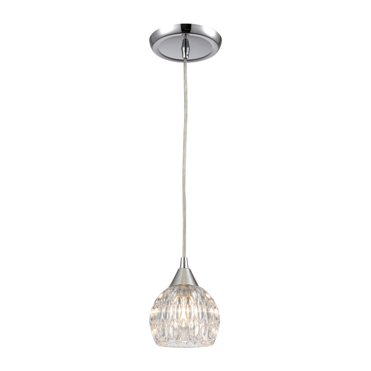 Kersey 1-Light Mini Pendant In Polished Chrome With Clear Crystal 10824/1