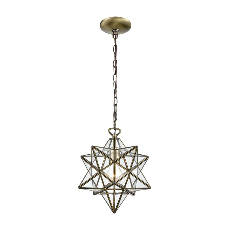 Dimond Moravian Star Pendant In Antique Brass With Clear Glass 1145-020