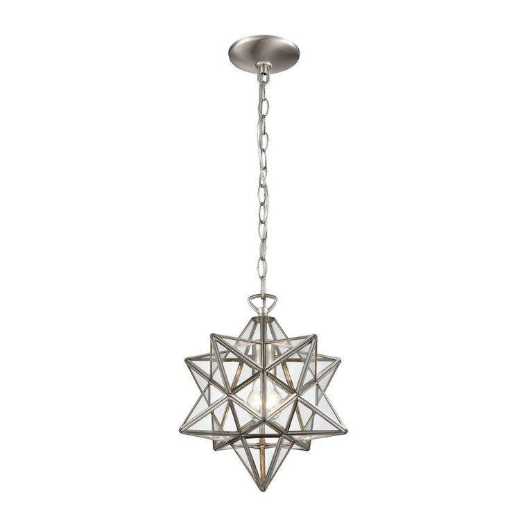 Dimond Moravian Star Pendant In Polished Nickel With Clear Glass 1145-019