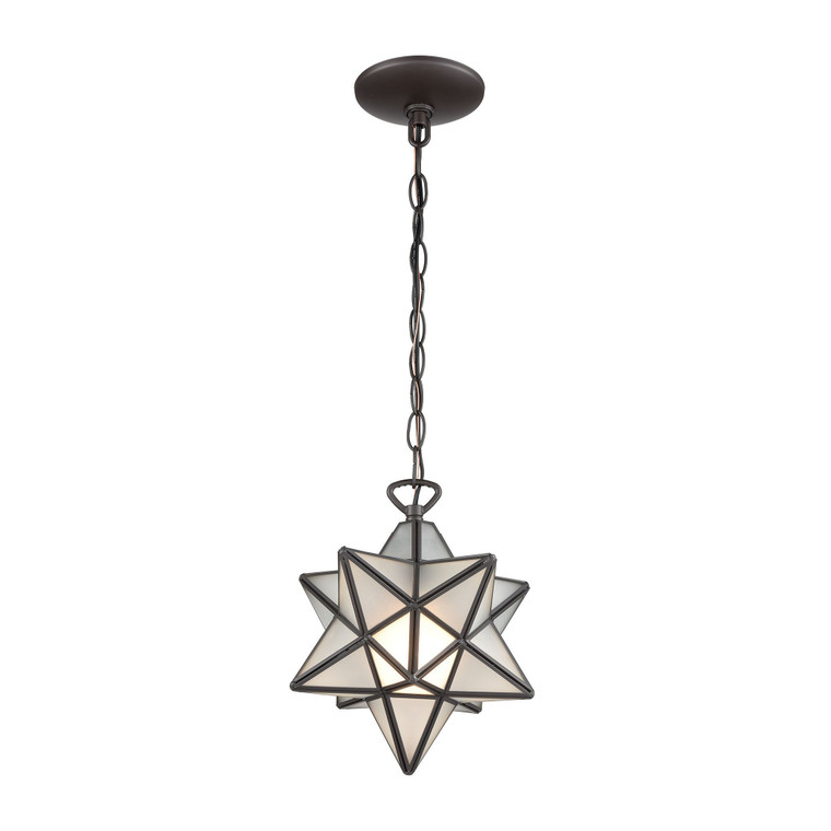 Dimond Moravian Star Pendant In Oil Rubbed Bronze With Frosted Glass 1145-015