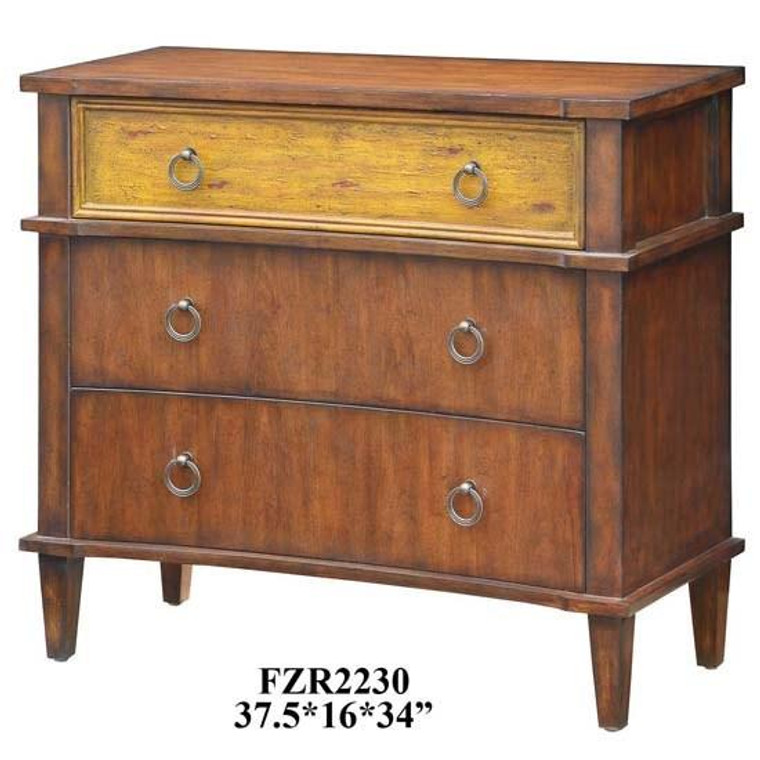 Crestview Cumberland Shaped 3 Drawer Two Tone Chest Cvfzr2230