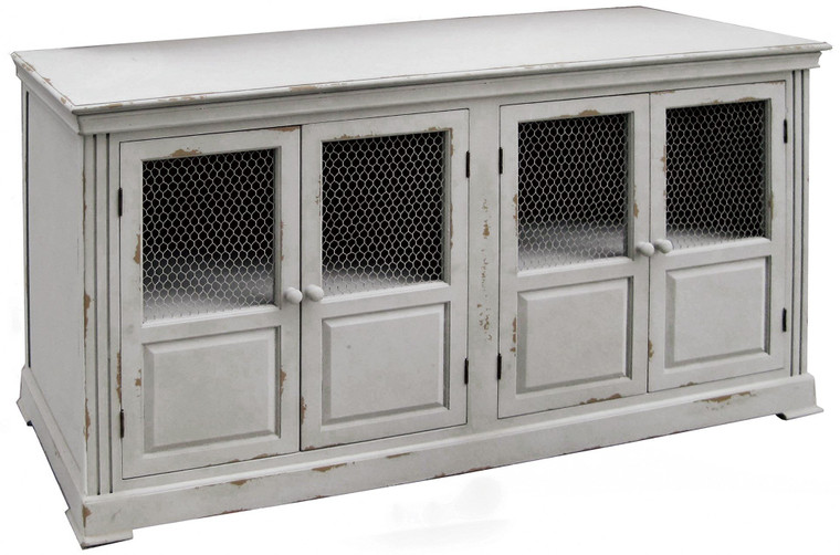Crestview Lydia Pale Gray And Chicken Wire Sideboard Cvfzr1894