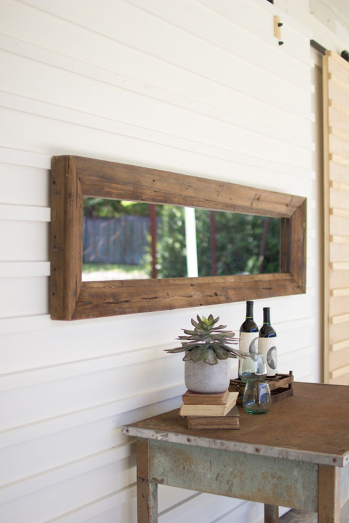 Long Rectangle Mirror With Recycled Wood Frame Cll2293