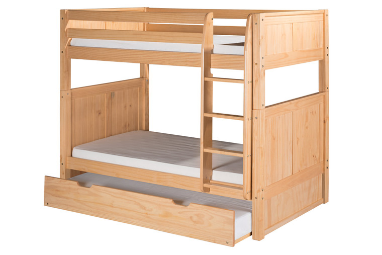 Camaflexi Bunk Bed w/ Trundle -Panel Headboard -Natural Finish C921_TR