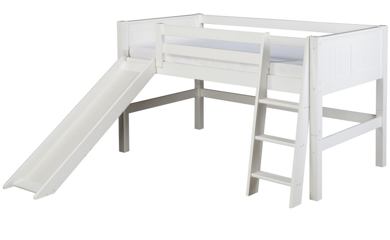 Camaflexi Low Loft Bed w/ Slide - Panel Headboard - Cappuccino C522_CP