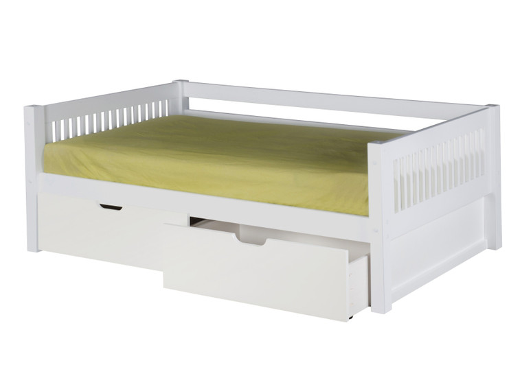 Camaflexi Day Bed w/ Drawers -Mission Headboard -White Finish C213_DR