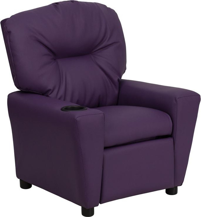 Flash Purple Vinyl Kids Recliner With Cup Holder BT-7950-KID-PUR-GG