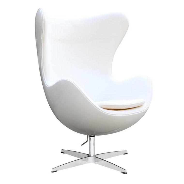 White Fiesta Fiberglass Egg Chair - Wool FMI9011 by Fine Mod Imports