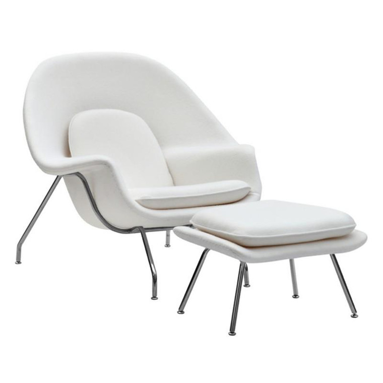 White Woom Womb Chair And Ottoman FMI1134 by Fine Mod Imports