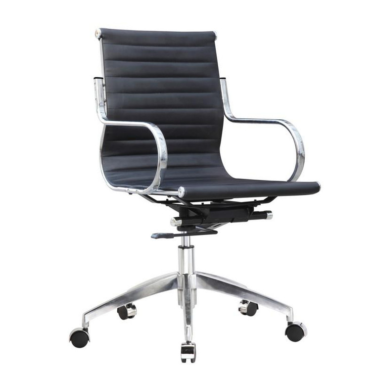 Twist Mid Back Ribbed Office Chair - Black FMI10226 by Fine Mod