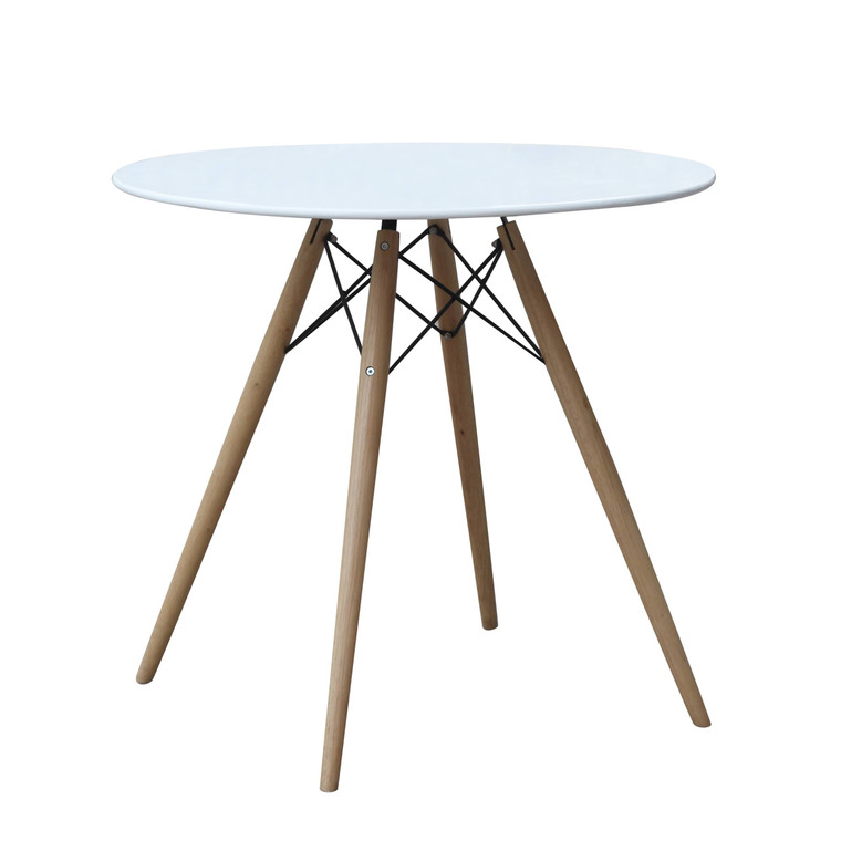 White 48" Fiberglass Eiffel Wood leg Dining Table FMI10039 by Fine Mod