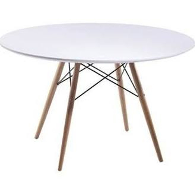 White 29" Fiberglass Eiffel Wood leg Dining Table FMI10039 by Fine Mod