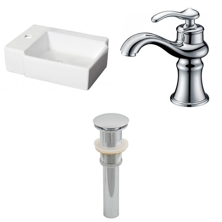 16.25" W Above Counter White Vessel Set For 1 Hole Left Faucet AI-26186