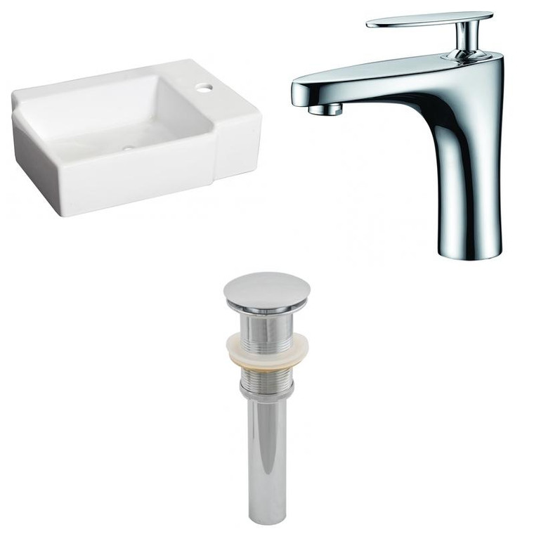 16.25" W Above Counter White Vessel Set For 1 Hole Right Faucet AI-26175
