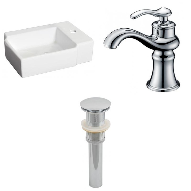 16.25" W Above Counter White Vessel Set For 1 Hole Right Faucet AI-26174