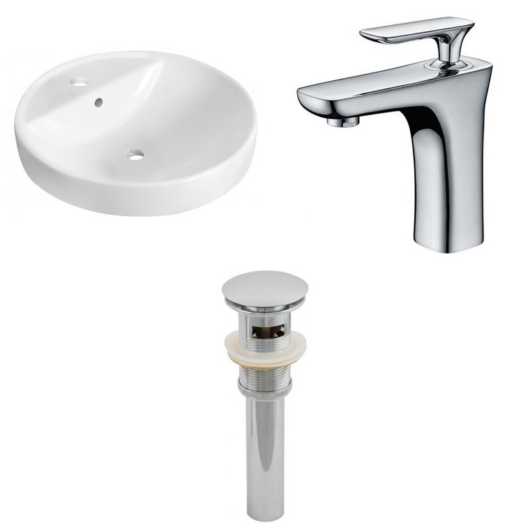 18.25" W Drop In White Vessel Set For 1 Hole Center Faucet AI-26164