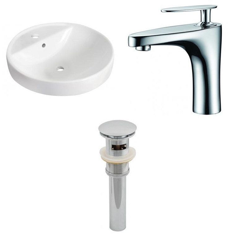 18.25" W Drop In White Vessel Set For 1 Hole Center Faucet AI-26163