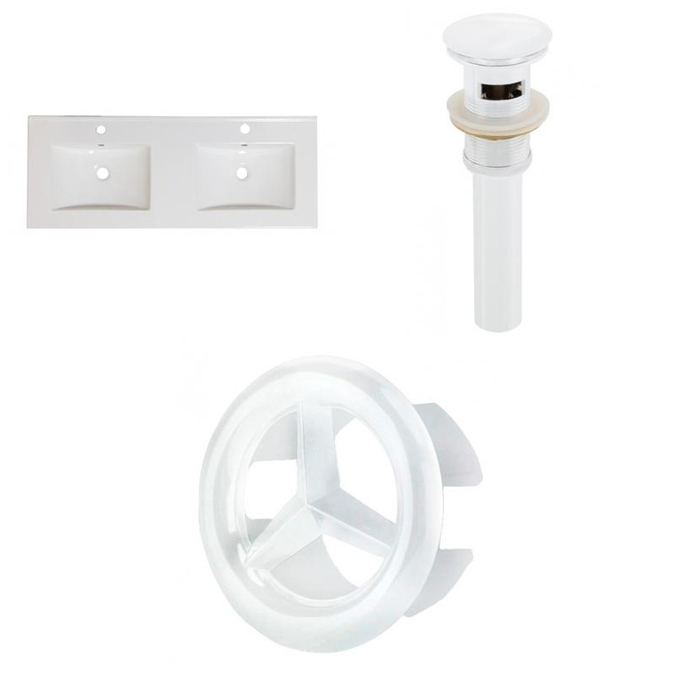 59" W 1 Hole Ceramic Top Set In White Color - Overflow Drain Incl. AI-24735