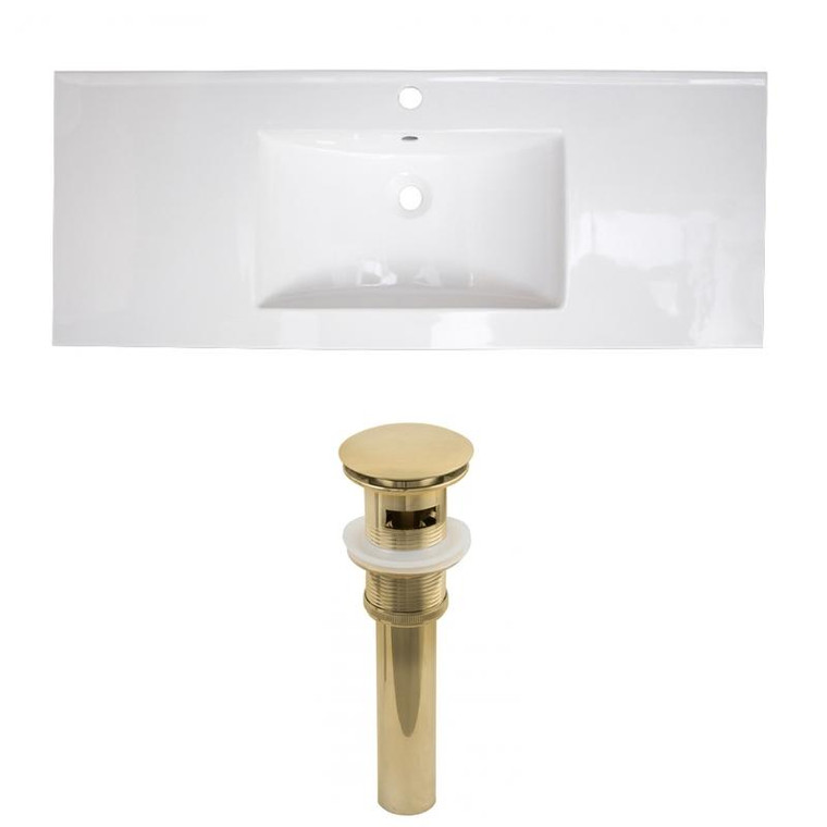 48.75" W 1 Hole Ceramic Top Set In White Color - Overflow Drain Incl. AI-23948