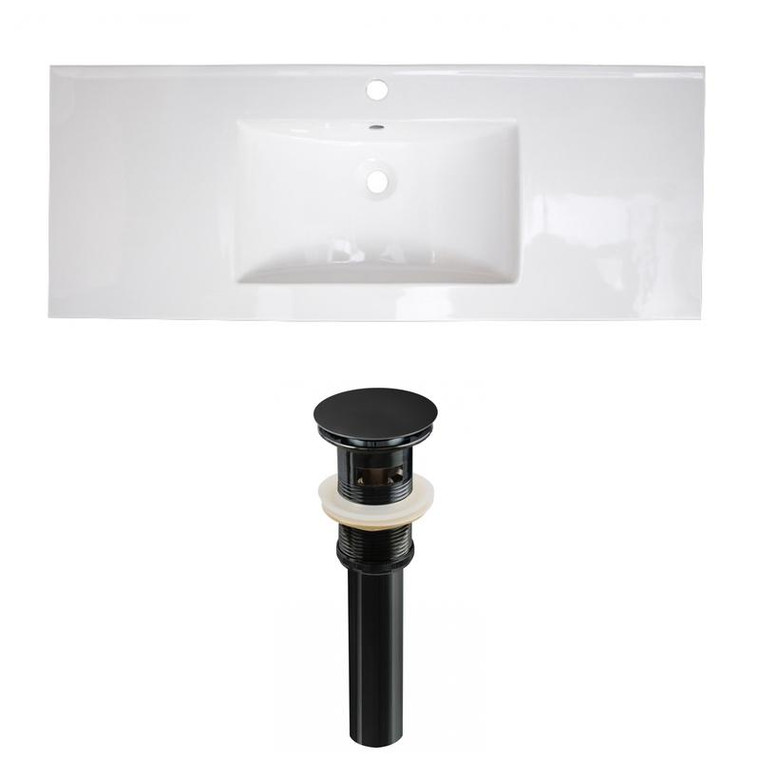 48.75" W 1 Hole Ceramic Top Set In White Color - Overflow Drain Incl. AI-23943