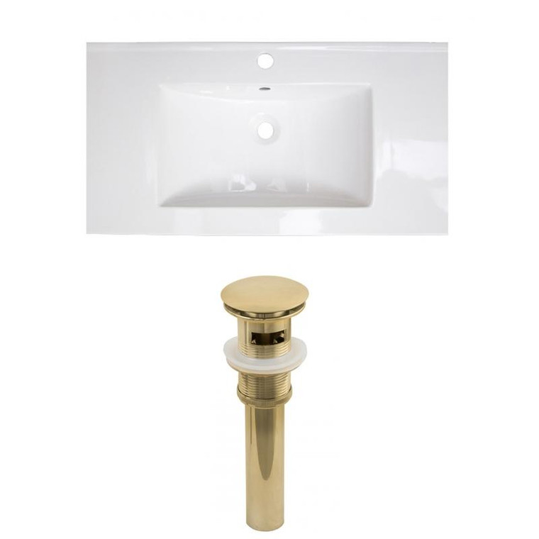 36.75" W 1 Hole Ceramic Top Set In White Color - Overflow Drain Incl. AI-23927